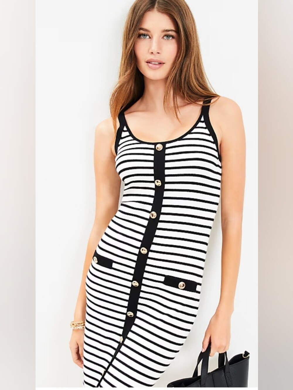 Striped Ribbed Button Down Mini Dress - Picture 3 of 5
